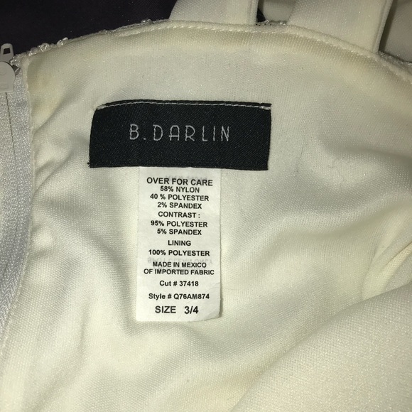 Cream halter dress w/ gold sparkles & floral lace - Picture 6 of 7